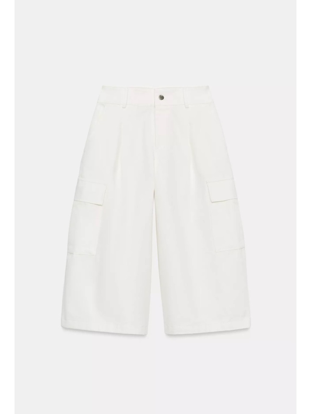 Zara NWT Long Cargo Shorts Ecru Size Small